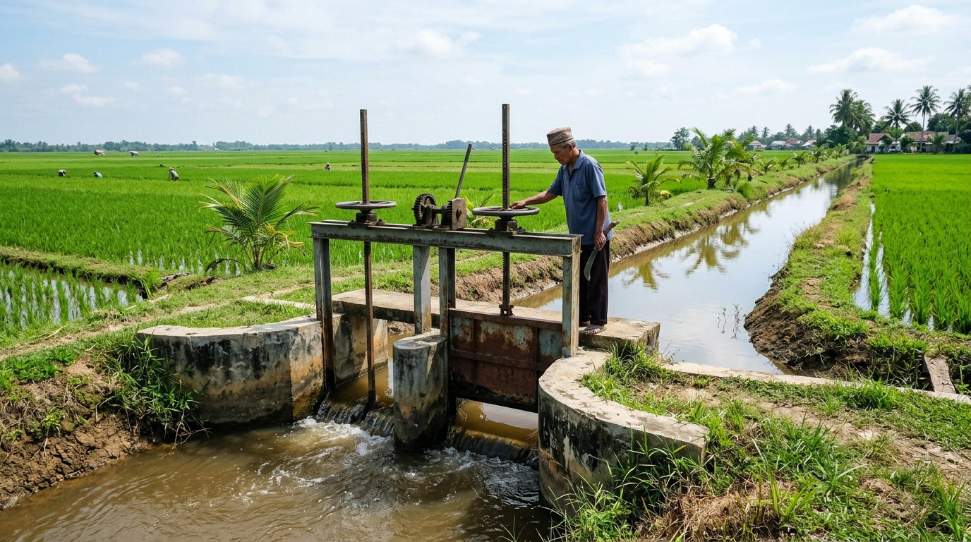 Optimalisasi Pintu Air Flapper Bersama P3A untuk Cegah Salinitas Air Sungai