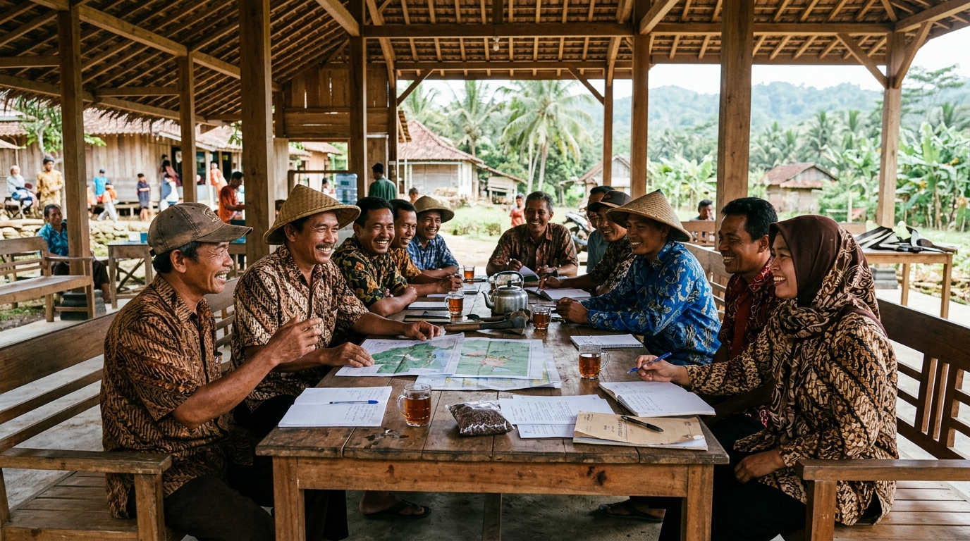 Pertemuan petani dan pengurus di Balai Desa Telang Rejo